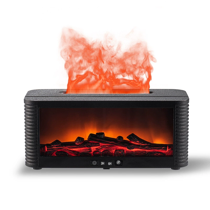Flame fireplace aromatherapy diffuser — 3D simulated flame, ultrasonic humidifier, colorful LEDs, remote