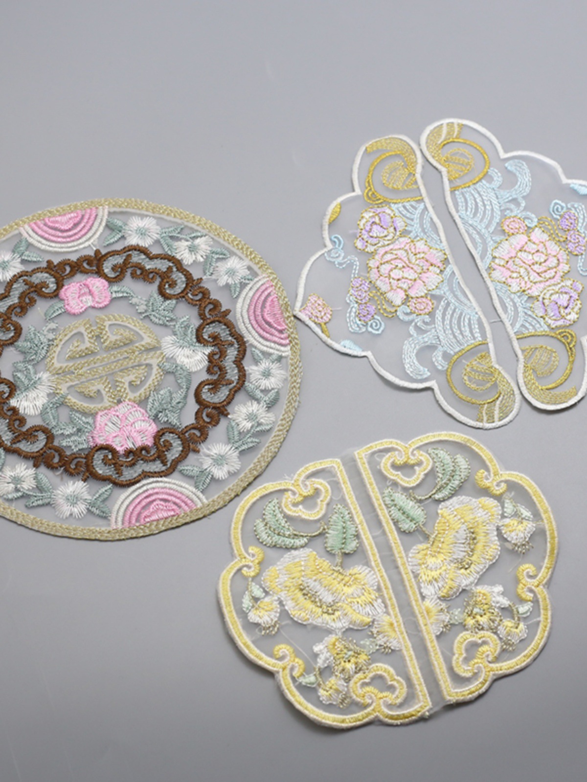 大小号刺绣圆形布贴新中式国风衣服牛仔裤绣花补丁民族风图案绣片