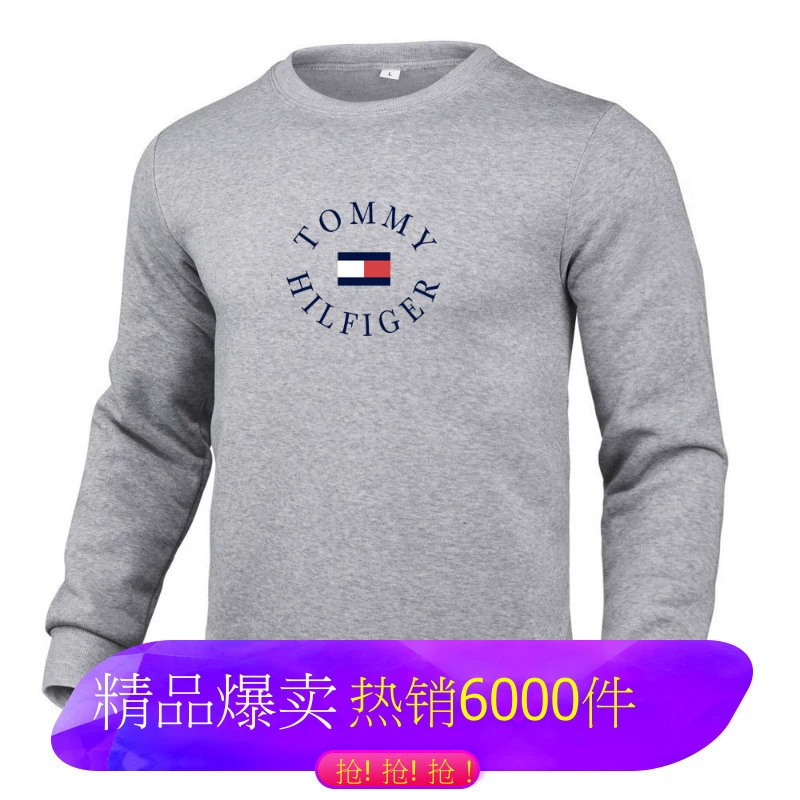 Хип-хоп трансграничный OZON Amazon, популярный европейский и американский модный бренд TOMMY, мужская толстовка с круглым вырезом и принтом, фабрика