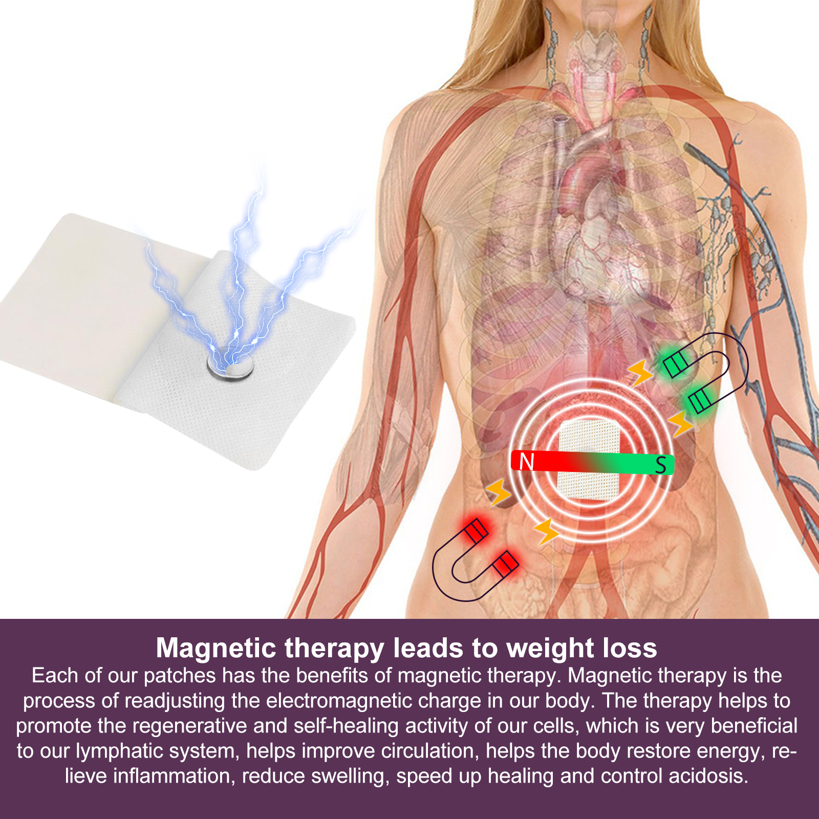 EELHOE lymphatic magnetic suction body large belly, tight and shaping waist fat, slimming patch for_voghion.com