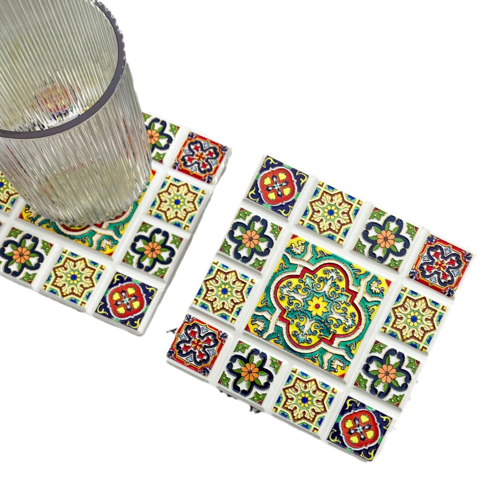 Transfronterizos nueva forma de chocolate cuadrado 3D estampado en relieve estampado taza almohadilla aislante de corcho estilo nacional retro