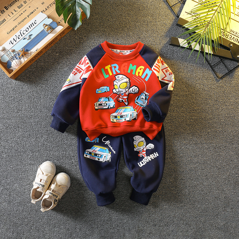 6101 Ultraman ropa traje de otoño para hombre 2024 nuevo suéter de dos piezas para niños de primavera y otoño para bebés