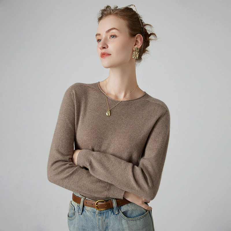 Кашемировый свитер с круглым вырезом женский осенне-зимний раскатывающийся Однотонный свитер бесшовная куртка с вязаным шерстяным низом рубашка женская