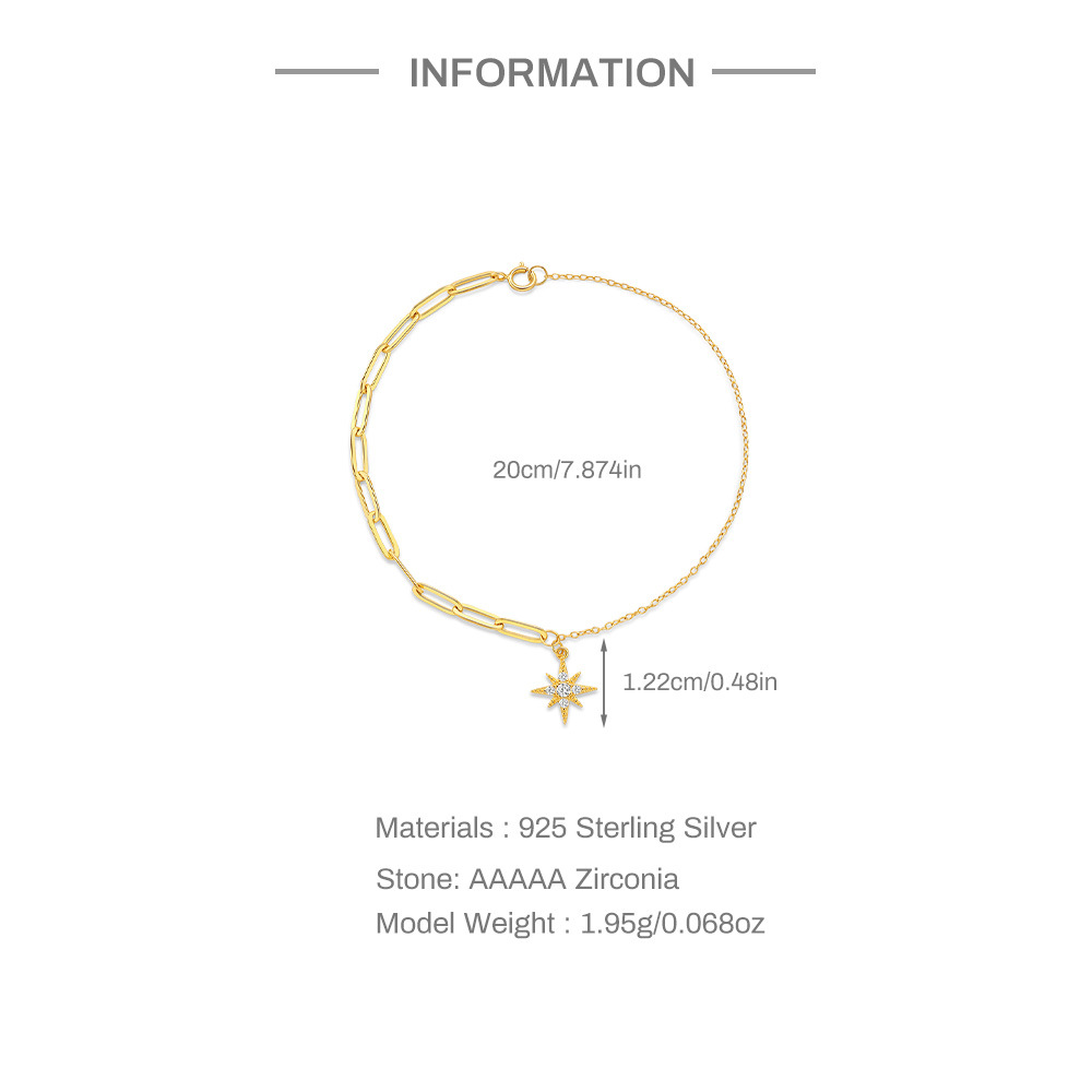 2g Weight 925 Sterling Silver Pendant Material 925 Sterling Silver Paperclip Chain Cable Chain Bracelets Simple Style