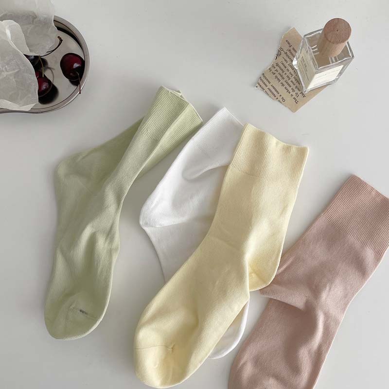 50g Weight Socks Classification Socks Lingerie Type Cotton Fabric Type A Pair Quantity Daily, Shopping Occasion Solid Color Pattern All Seasons Season Women's Gender Korean Style Style Women's Korean Style Solid Color Cotton Crew Socks A Pair 12