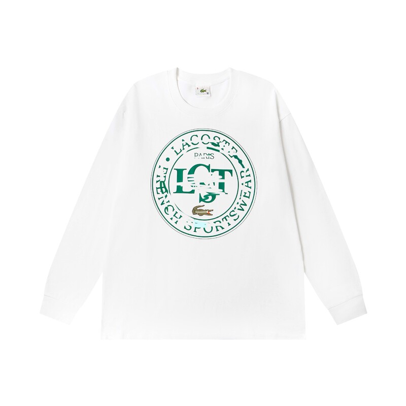 Casual Autumn Crocodile Original High-Definition Thin Long-Sleeved Sweatshirt for Men and Women, Pure Cotton Round Neck Pullover Pure Color Baita