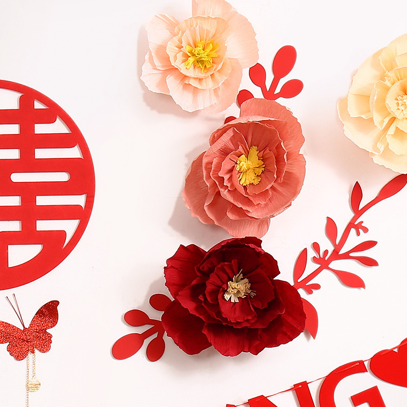 Wedding supplies wedding pleated flower living room wedding decoration crepe paper flower wedding room layout suit flower paper art flower