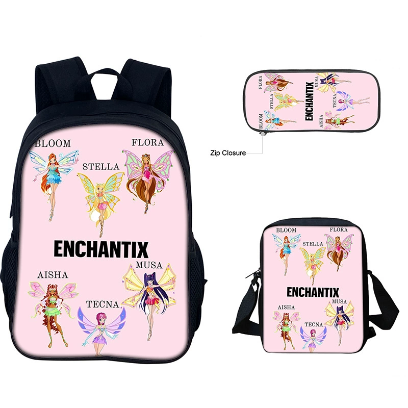 Новый продукт Winx Club: Магическое возвращение анимированная печать, сумка через плечо большого объема, тройной комплект для учеников начальной и средней школы