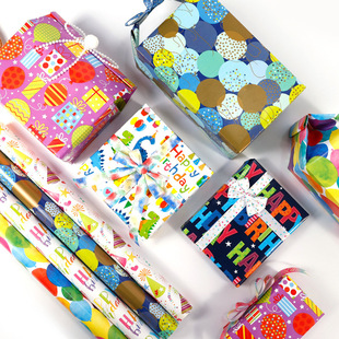Cross-border new large size happy birthday gift wrapping paper children's toy cartoon birthday gift paper coated paper