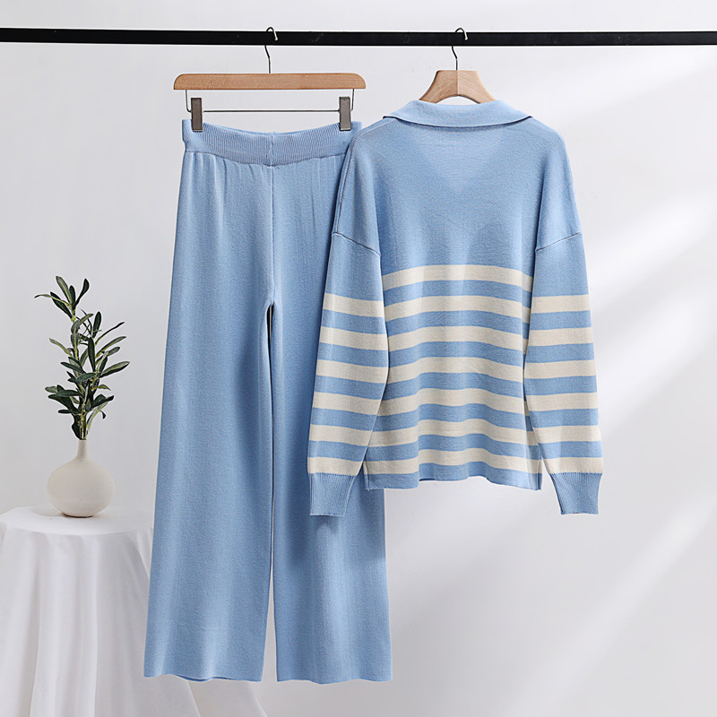 Dameskleding herfst en winter Russische lange mouwen trui pak gebreide top broek pak vrouwelijk_voghion.com