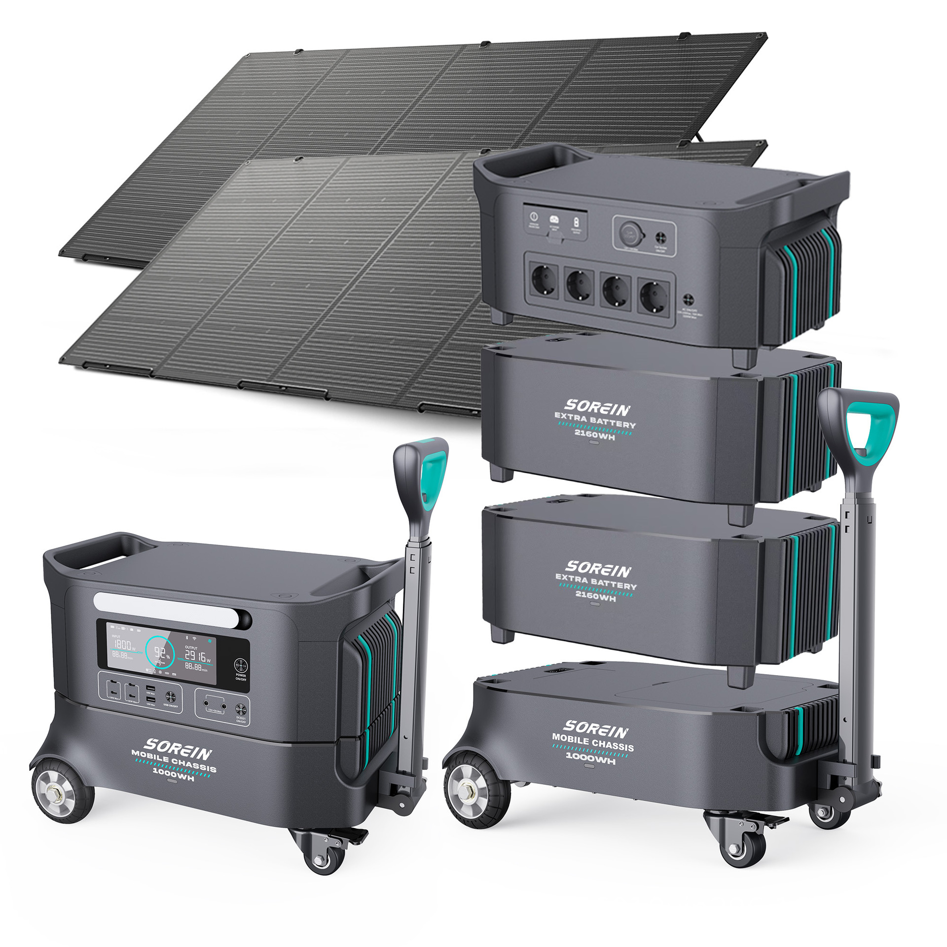 携式太阳能发电机野营2000W便携式电站Lifepo4太阳能发电机220V