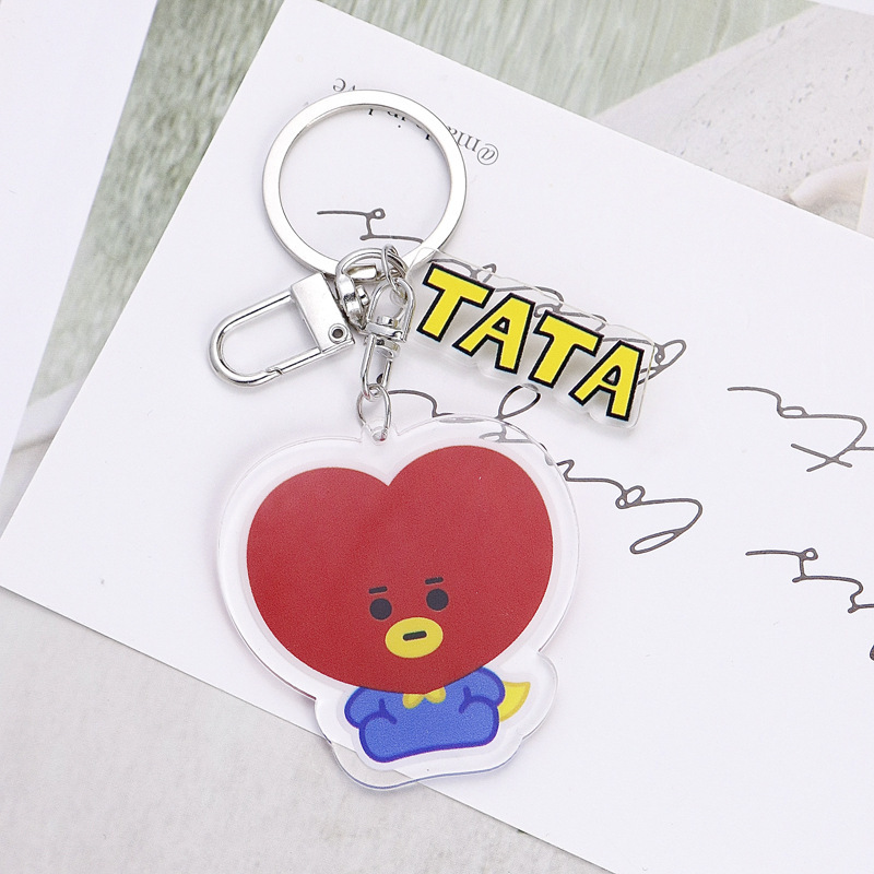 韓国版ボーイズグループ BT21 漫画キーホルダー男性と女性のカップル RJ TATA バッグ車のキーホルダーペンダント|undefined