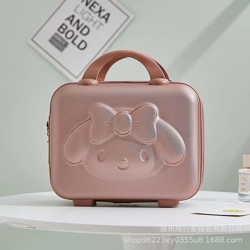 Bolsa de cosméticos de equipaje portátil de 14 pulgadas estudiante femenina mini dibujos animados 3D conejo contraseña caja pequeña caja de almacenamiento de viaje