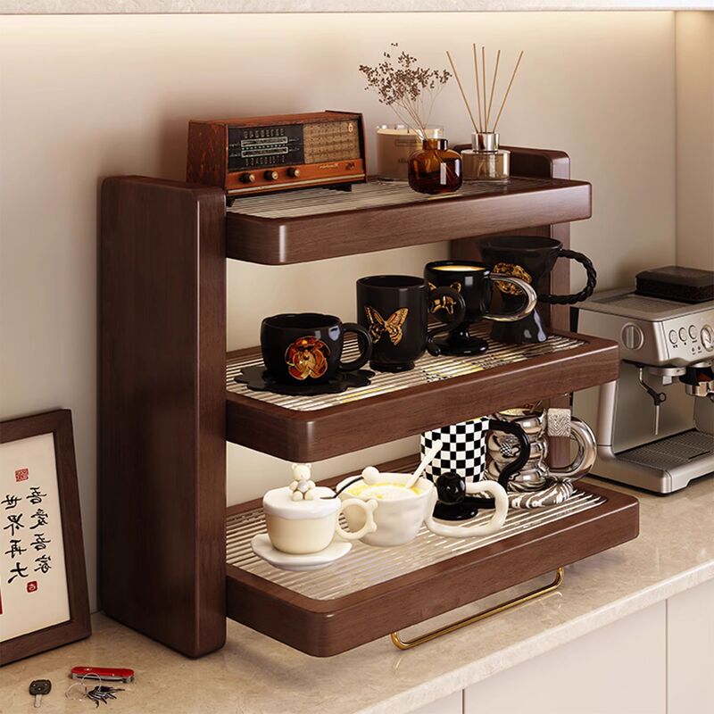 Solid Wood Storage Rack Desktop Multi-Layer Storage Rack Household Light Luxury Water Cup Holder Office Desktop Coffee Corner Layered Rack