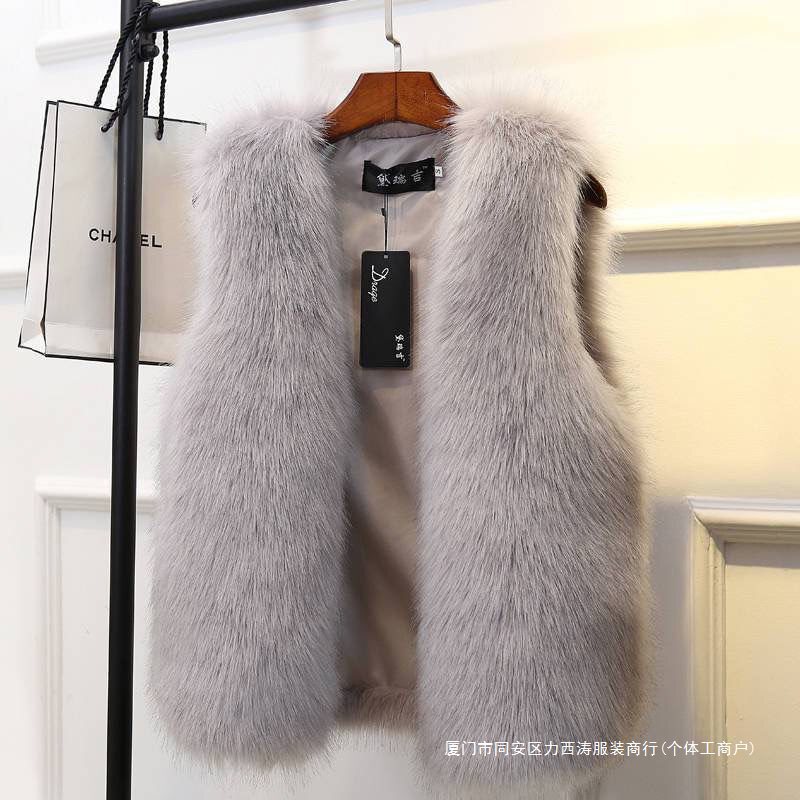 Plus Size Autumn and Winter New Imitation Fox Fur Vest Short Thickeneded Fur Vest Korean Style Slim Fur Outwear