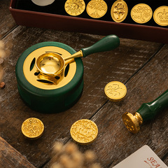 新款火漆熔蠟粒爐套裝工廠實木歐式復古火漆印章熔爐配件全套批發