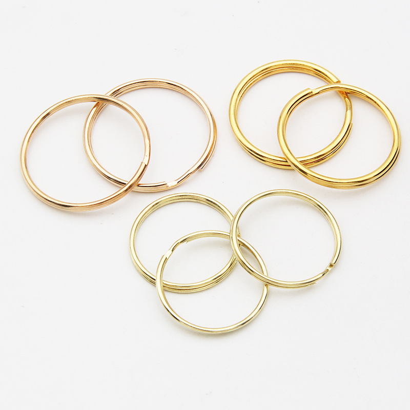 In-Stock Wholesale Electroplated Gold Multi-Specification Key Rings Double-Ring DIY Double-Layer Metal Key Rings Aperture Accessories