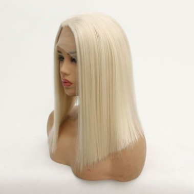 Moda europea y americana 0809 # color de hombro cabello recto fibra química frente encaje mitad mano tejida cubierta de cabeza comercio exterior LW0110