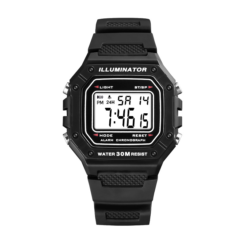 Simple juventud casual estilo deportivo reloj electrónico estudiante tendencia multifunción reloj de alarma al aire libre reloj electrónico luminoso