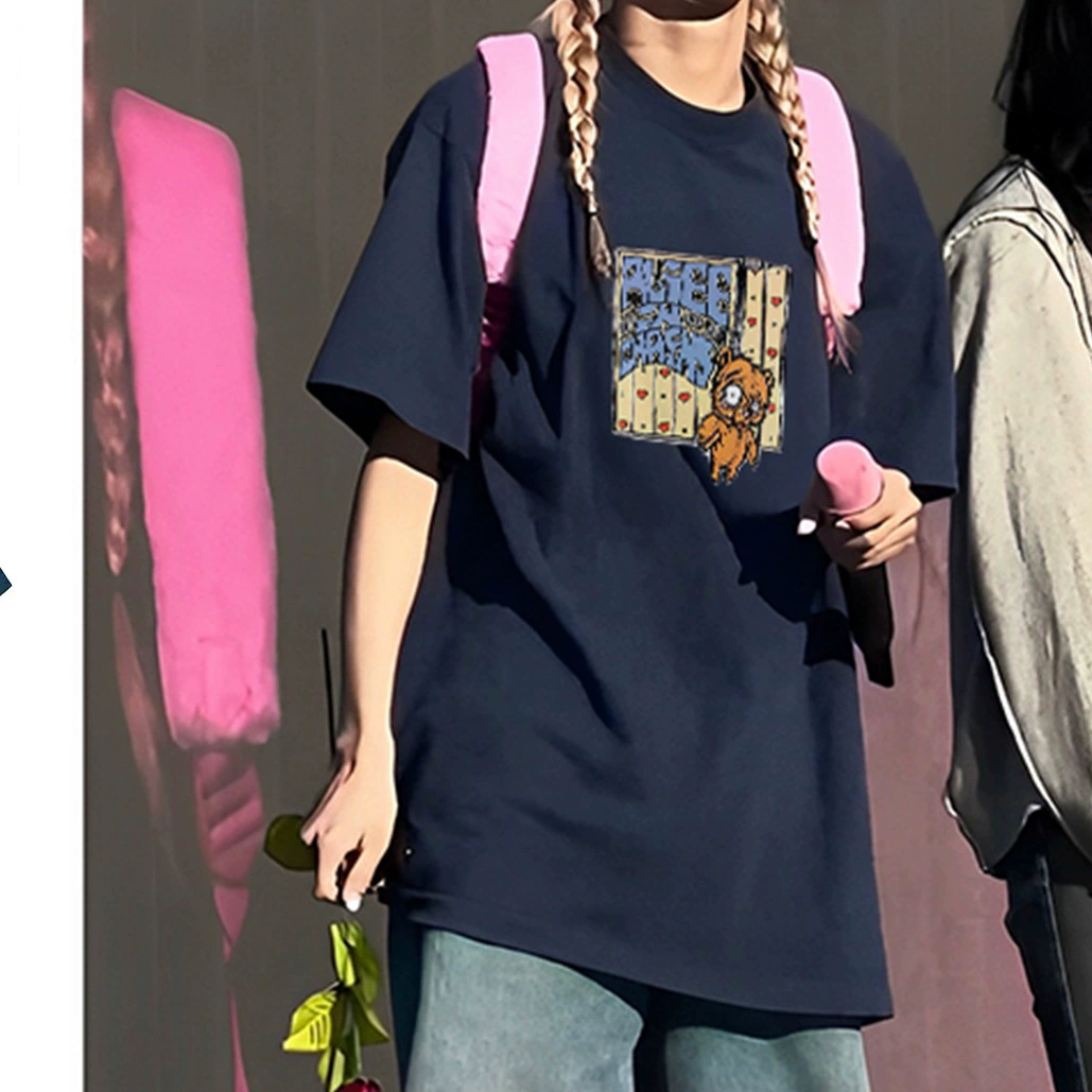 Летняя новая американская ретро уличная футболка с короткими рукавами женская повседневная дикая хлопчатобумажная полурукава свободный топ женский