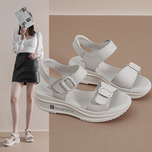 真皮小码凉鞋313233春秋2025年新款厚底松糕坡跟大码女鞋子41一43