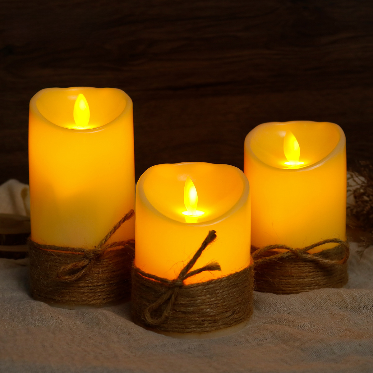 LED candlelight simulation paraffin fake candle hand -tie the hemp…