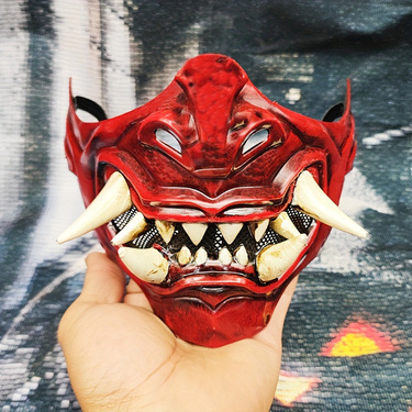赤般若面具 独立站爆款 恶魔武士面罩 cosplay能剧日系能 万圣节
