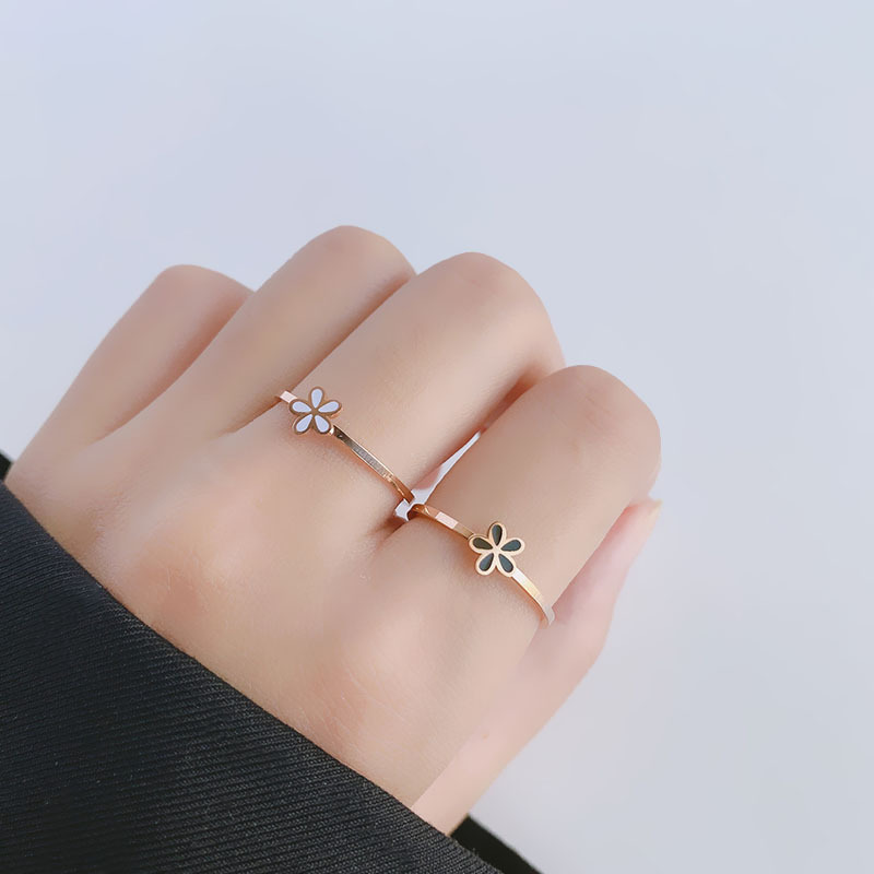 plain ring daisy ring women's ultra-fine personality small and exquisite titanium steel 18k color gold ins tide net red cold wind