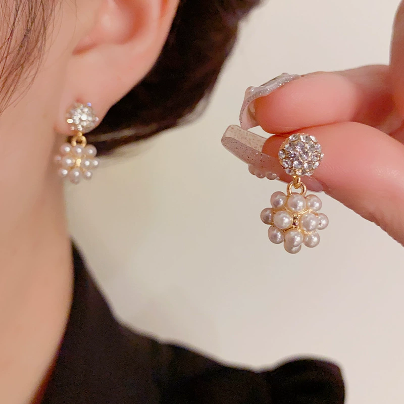 Ретро небольшие изящные серьги жемчуг, французский стиль, стиль Chanel, стиль лёгкой роскоши, серебро 925 пробы