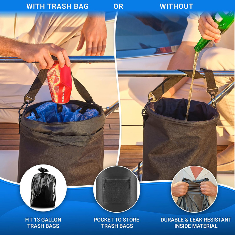 Amazon's Best-Selling Portable Marine Trash Can, Reusable 10-13 Gallon Trash Bags with Snap Fasteners Amazon's Best-Selling Portable Marine Trash Can, Reusable 10-13 Gallon Trash Bags with Snap Fasteners