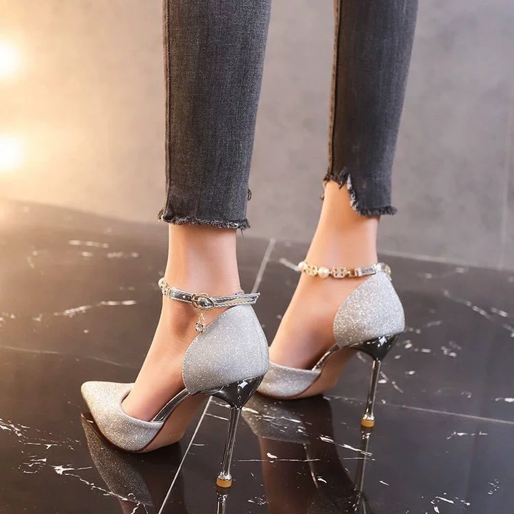 Sandals high heels, summer footwear, wedding shoes pointy toe