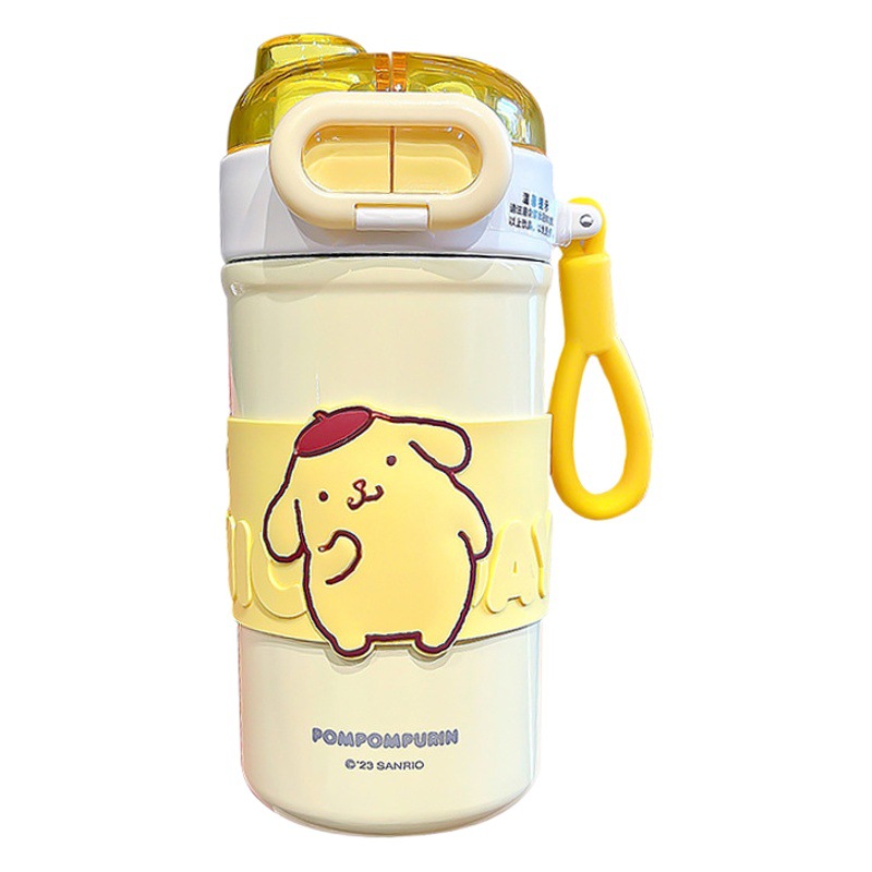 Sanrio ventosa para niños taza de agua de acero inoxidable 316 taza de paja de estudiante lindo taza de café Doble