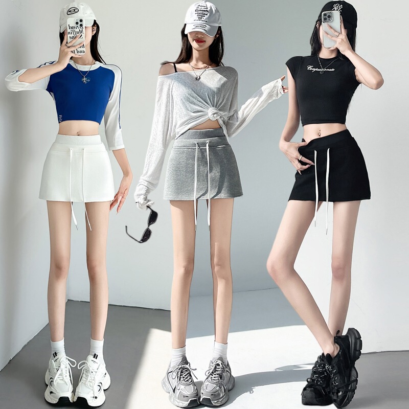 Gray Sports Short Skirt for Women 2025 Summer Anti-Exposure High-Waisted Skirt Petite Sweatshirt A-Line Culottes Gray Sports Short Skirt for Women 2025 Summer Anti-Exposure High-Waisted Skirt Petite Sweatshirt A-Line Culottes