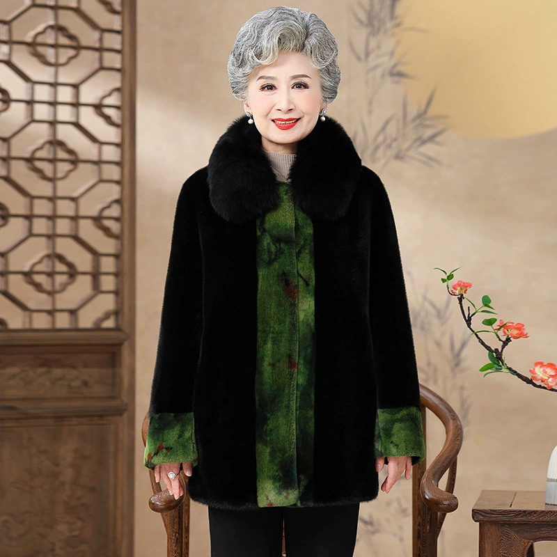 Мама зимнее новое пальто женское благородное среднего и пожилого меха