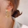 South Korean silver needle, goods, three dimensional golden fashionable earrings, silver 925 sample, internet celebrity, city style