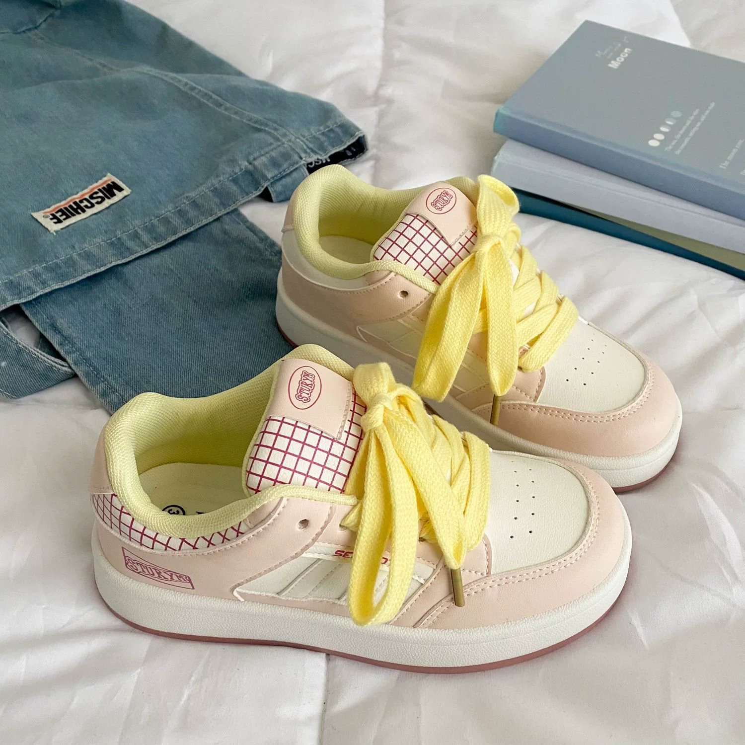 Синяя летняя нижняя пластина, универсальная спортивная белая обувь для студентов, хлеб