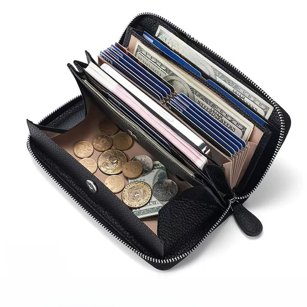 Japanese Genuine Leather Wallet Long RFID Anti-theft Card Bag Top Layer Leather Coin Wallet Cross-border Trendy Clutch Bag