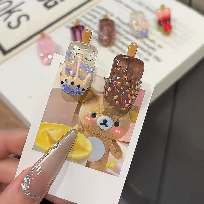 かわいいミニアイスクリームヘアピン、クリエイティブで面白いアイスクリームヘアピン、漫画インスタイルの高価値ヘアピン|undefined