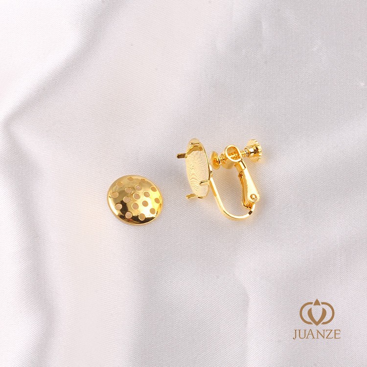 Golden ear clips, 12mm, 750 sample gold, 1 pair