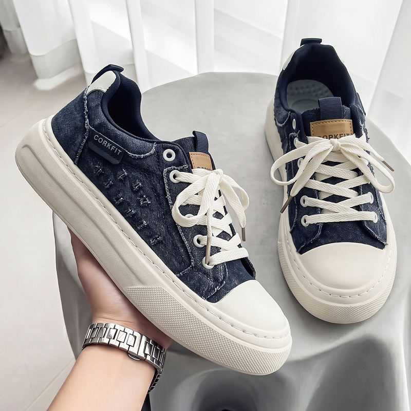 Retro denim sneakers for men, non-slip, thick-soled, height-increasing, canvas, low-top, niche design, lightweight, sporty, fashionable casual shoes Retro denim sneakers for men, non-slip, thick-soled, height-increasing, canvas, low-top, niche design, lightweight, sporty, fashionable casual shoes