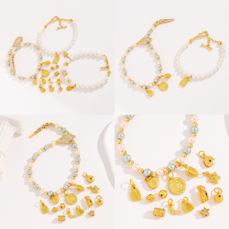 銅メッキ 18 K リアルゴールド中国風古代ゴールドペンダントオイルドリップビーズブレスレットネックレスペンダント DIY ジュエリーアクセサリー|undefined