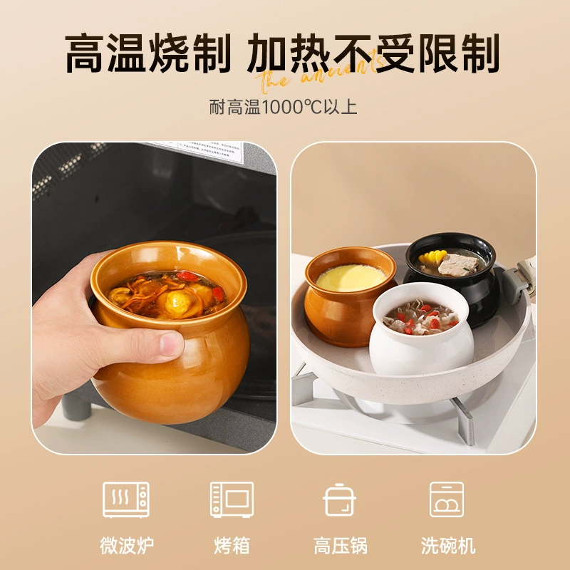 Керамическая кастрюля Jiawei для супа и рагу с крышкой, маленькая многофункциональная керамическая чашка для заваривания