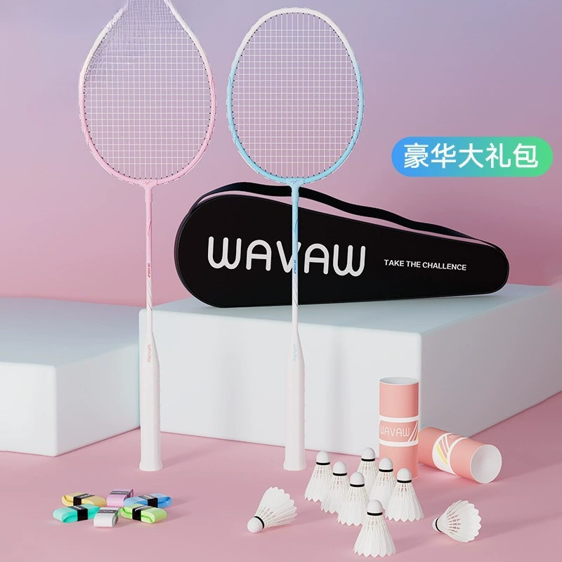 Одна ракетка для бадминтона, бесплатная доставка для одиночных и двойных наборов, одна деталь для взрослых и детей, посылка из углеродного волокна.