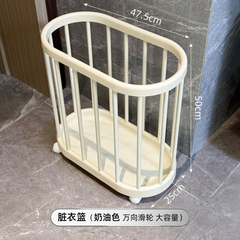 中古风脏衣篮可移动脏衣筐小推车大容量脏衣篓卫生间洗衣篮置物架|undefined