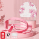 Transparent pink + cherry blossom swimming cap - flat light
