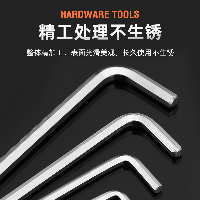 Juego de cabeza de bola hexagonal llave plateada mate alargado extra-larga cabeza de bola hexagonal 9 piezas traje hexagonal al por mayor