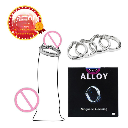 Metal-plated Reversing Ring Penis Restraining Locking Ring Male Delaying and Correcting Device SM Adult Erotic Sex Toy