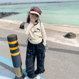 女童t恤2025新款洋气儿童春秋款长袖小女孩秋季打底衫蝴蝶结上衣