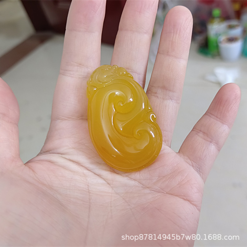 황 칼세도니 Ruyi 알몸 펜던트 (약 48*30mm)