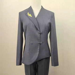 2024新款适用于老凤祥银楼珠宝店灰色工作服女长袖春秋西服套装